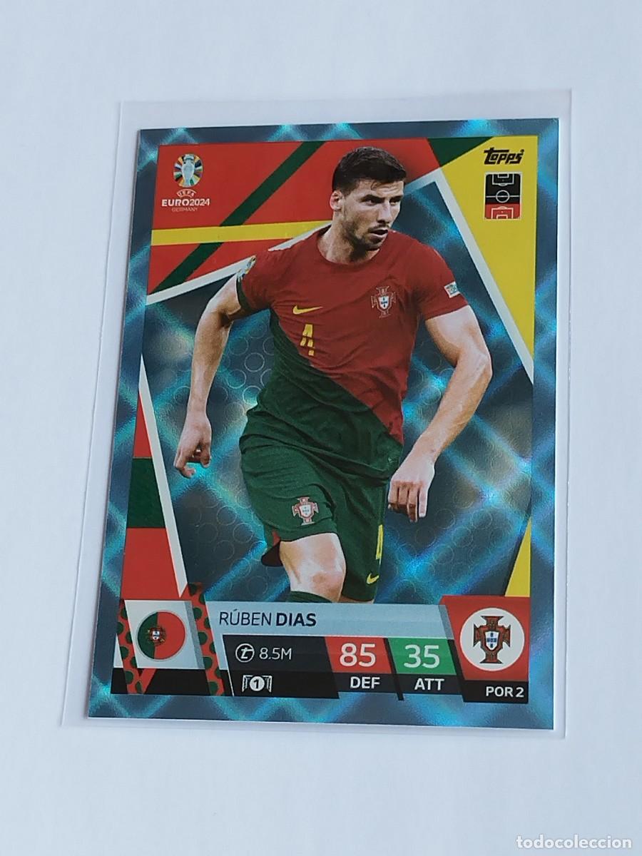 Cromos de F&uacute;tbol: RUBEN DIAS BLUE CRYSTAL POR 2 PORTUGAL AZUL PARALELA TOPPS EUROCOPA 2024 MATCH ATTAX UEFA EURO POR2