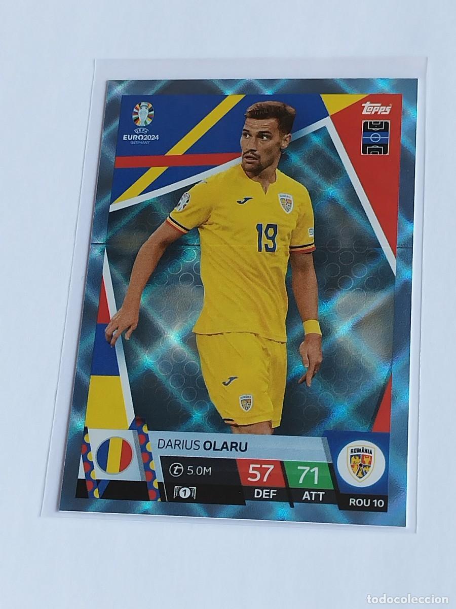 Fu&szlig;ball-Sticker: OLARU BLUE CRYSTAL ROU 10 RUMAN&Iacute;A AZUL PARALELA TOPPS EUROCOPA 2024 MATCH ATTAX EURO 24 ROU10