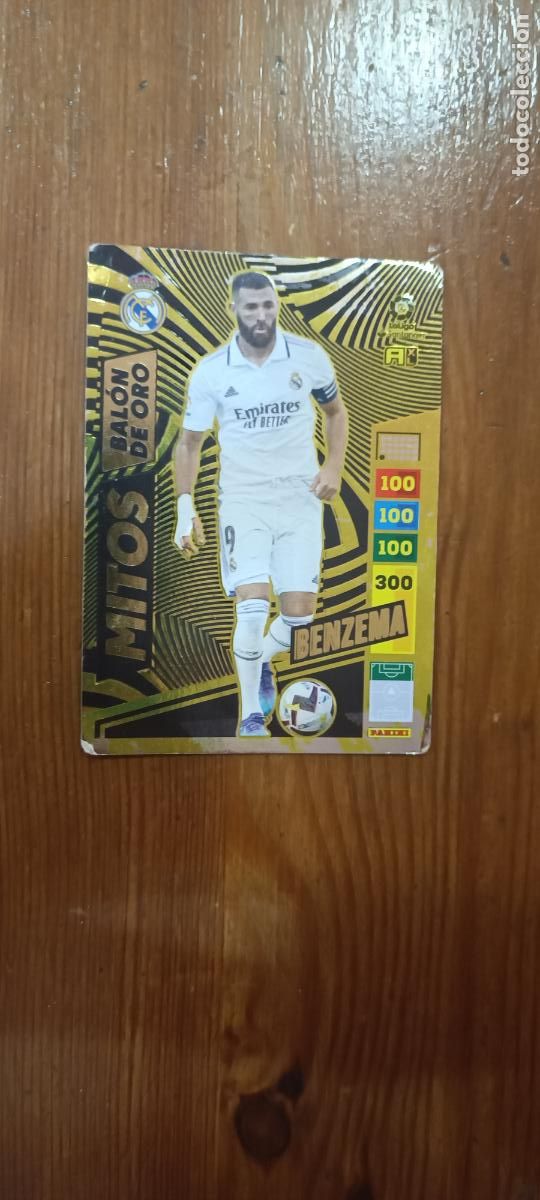 Cromos de F&uacute;tbol: Benzema Mito Bal&oacute;n de Oro Real Madrid Adrenalyn 2022/23 - Esquinas tocadas