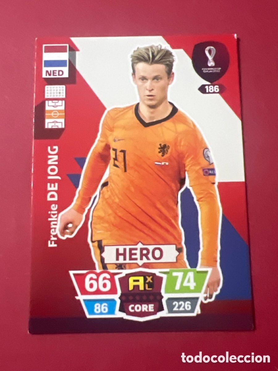 Cromos de F&uacute;tbol: C9703. 186 DE JONG HOLANDA ADRENALYN QATAR 2022 MUNDIAL CROMO 22 FUTBOL