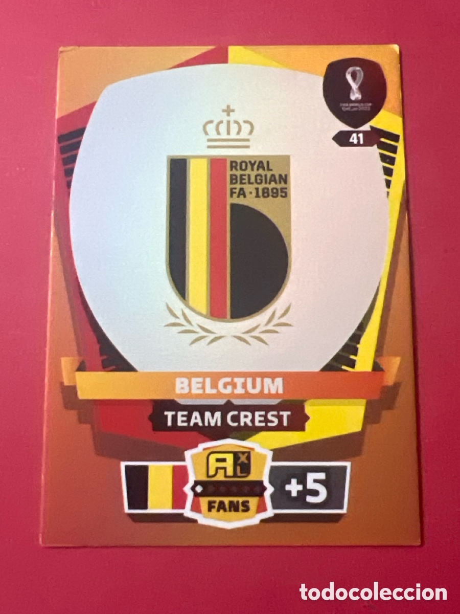 Cromos de F&uacute;tbol: C9762. 41. BELGIUM. TEAM CREST ADRENALYN XL. FIFA WORD CUP 2022. QUATAR. PANINI. CARTA. CROMO.