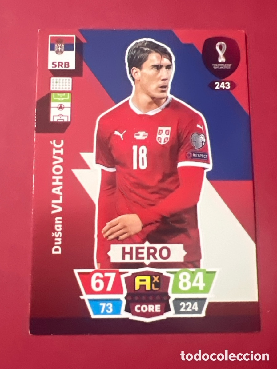 Fu&szlig;ball-Sticker: C9788. CROMO TRADING VLAHOVIC SERBIA 243 MUNDIAL QATAR CATAR 2022 ADRENALYN XL PANINI