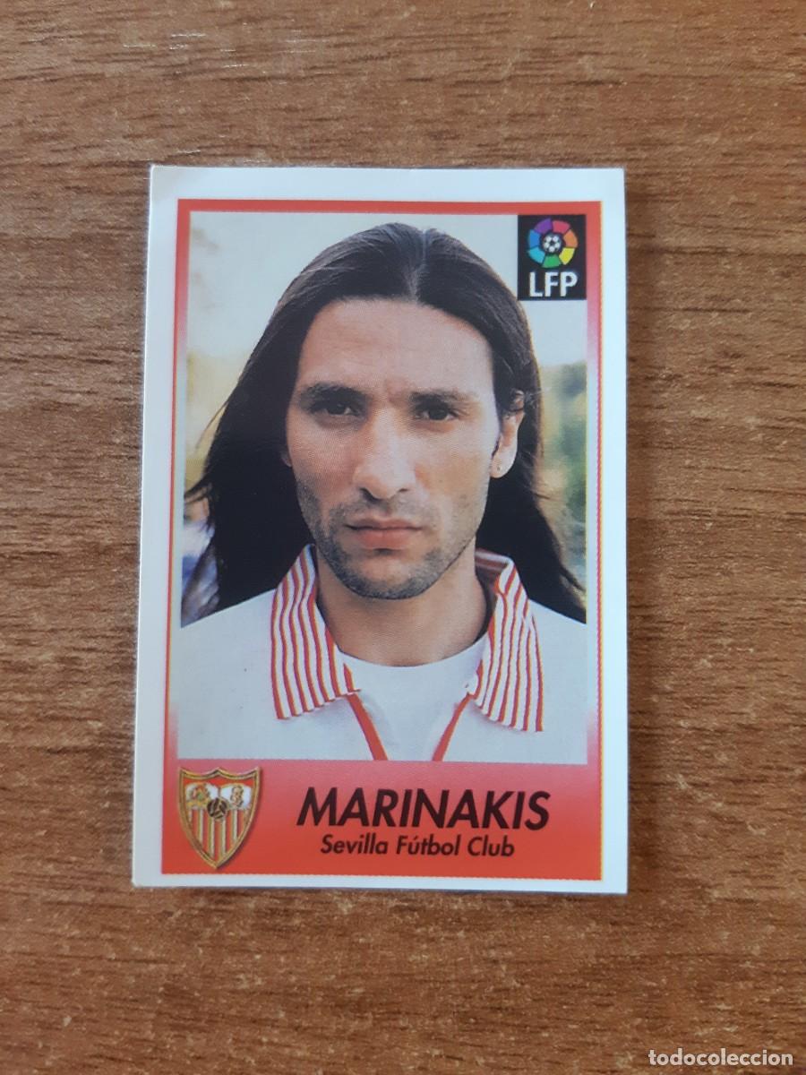 Cromos de F&uacute;tbol: N&deg;216 Marinakis (Sevilla) Liga 96-97 BOLLYCAO. Trasera Sigue La Liga. Nunca pegado, sin pegar