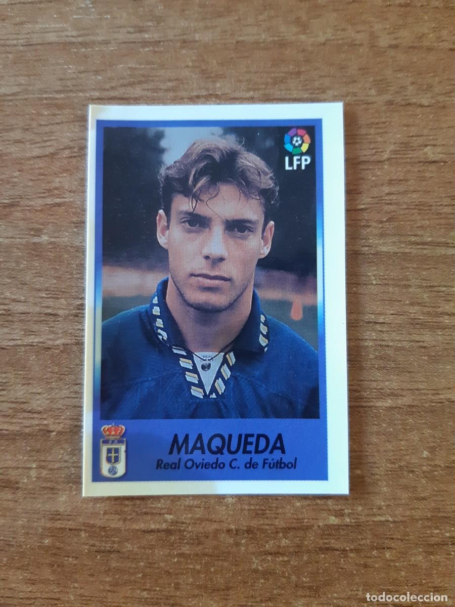 Cromos de F&uacute;tbol: N&deg;182 Maqueda (Oviedo) Liga 96-97 BOLLYCAO. Trasera Sigue La Liga. Nunca pegado, sin pegar