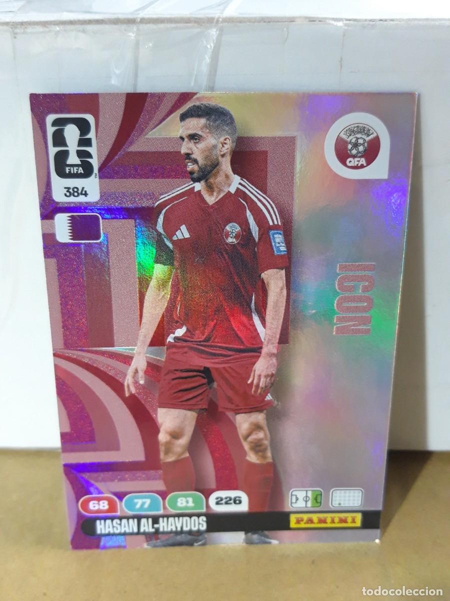 Figurine di Calcio: HASSAN AL-HAYDOS QATAR N&ordm; 384 ICON ADRENALYN FIFA WORLD CUP 2026 PANINI
