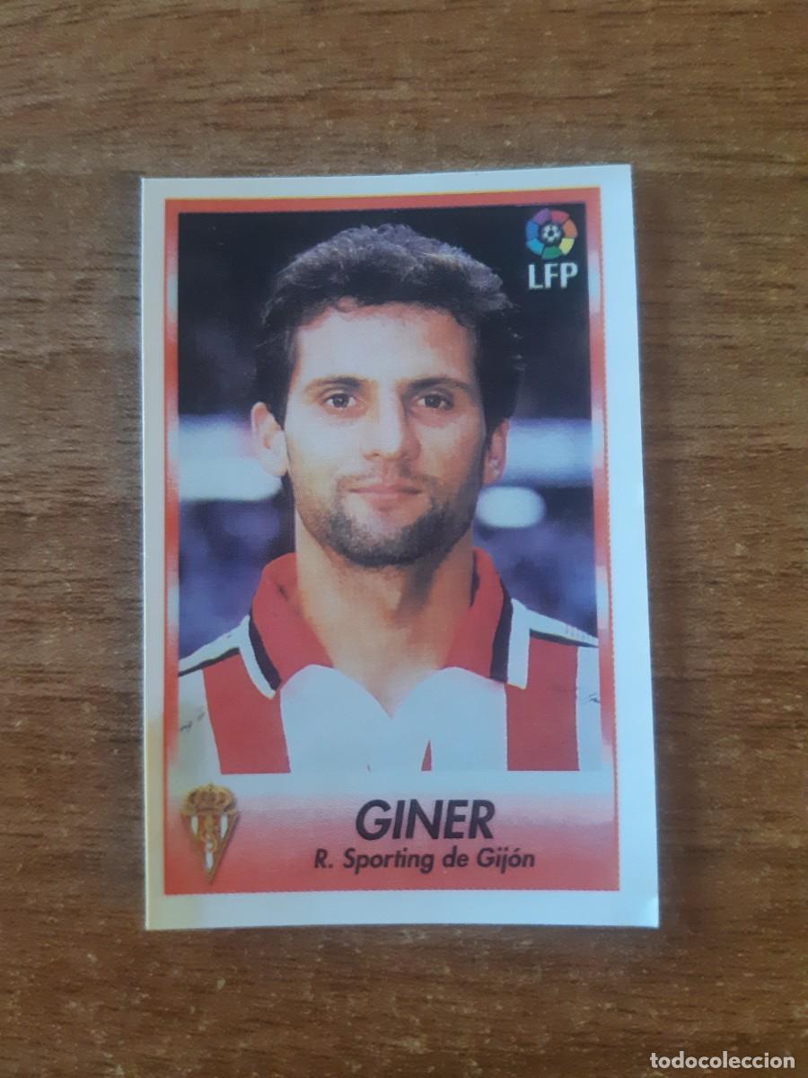 Cromos de F&uacute;tbol: N&deg;107 Giner (Sporting Gij&oacute;n) Liga 96-97 BOLLYCAO. Trasera Sigue La Liga. Nunca pegado, sin pegar