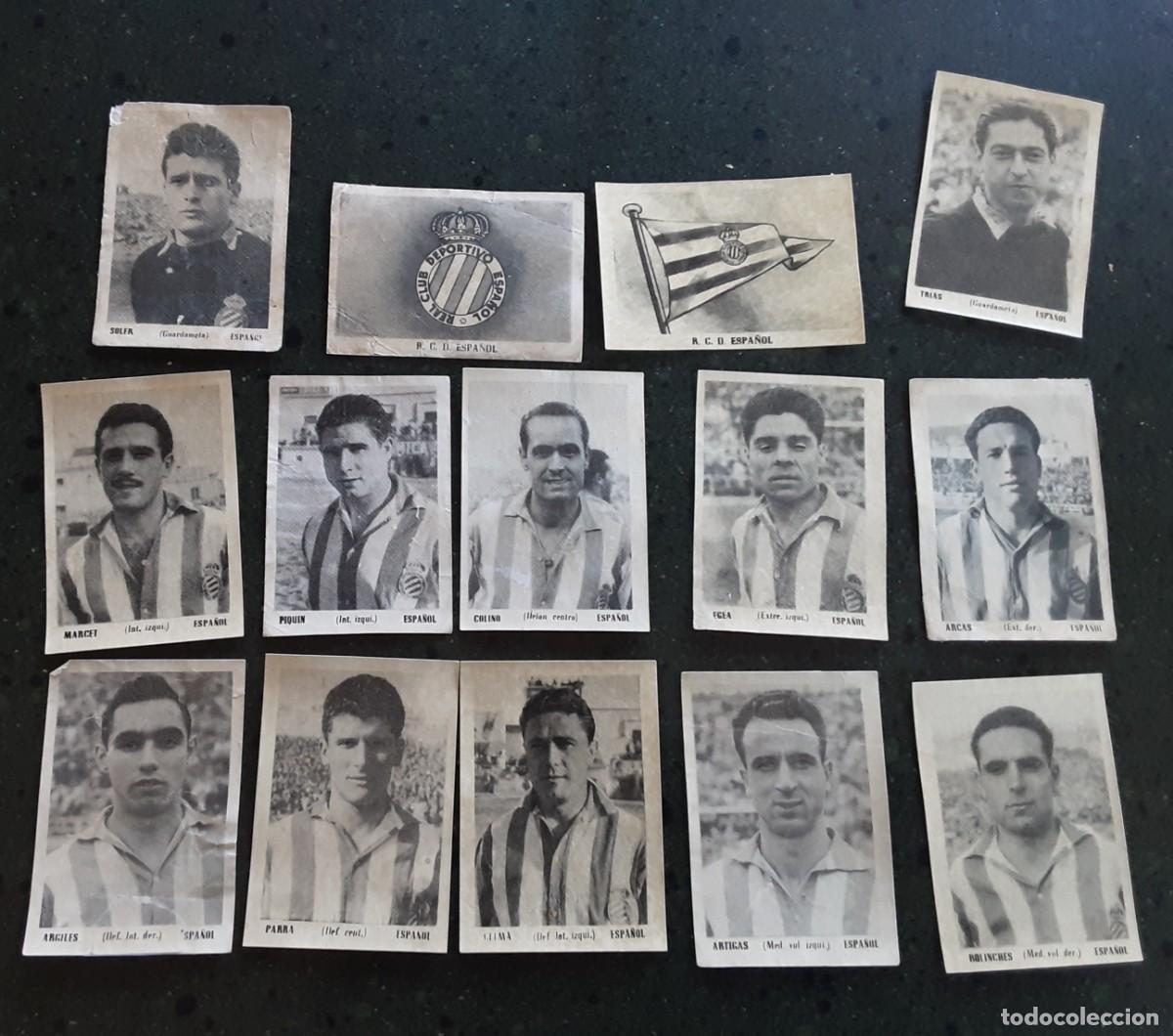 Football Stickers: RCD ESPA&Ntilde;OL, 14 CROMOS DEL ALBUM ASES DEL F&Uacute;TBOL 1951-1952 BRUGUERA