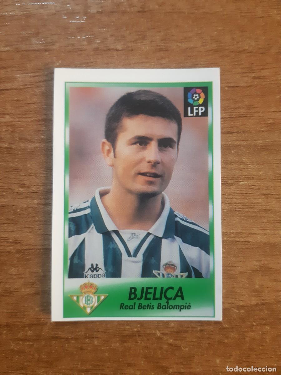 Fu&szlig;ball-Sticker: N&deg;20 Bjeli&ccedil;a (Betis) Liga 96-97 BOLLYCAO. Trasera Sigue La Liga. Nunca pegado, sin pegar