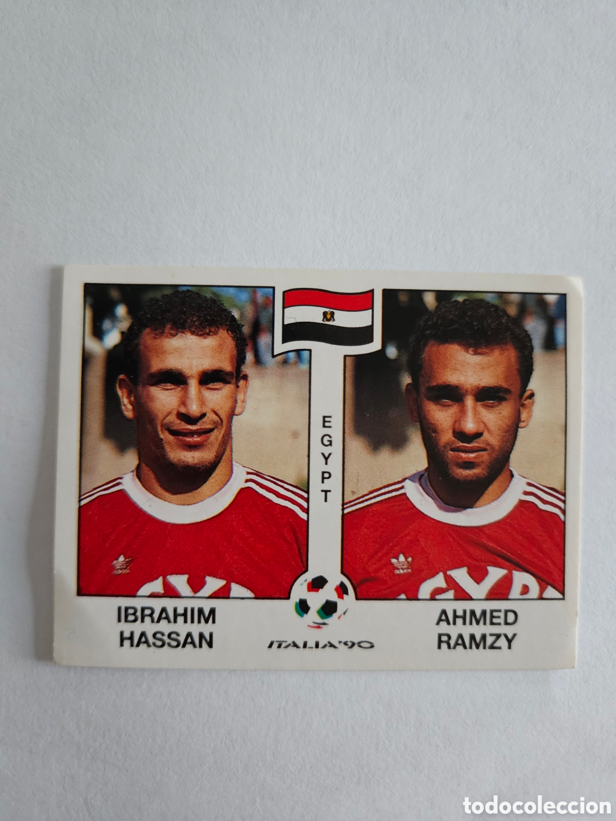 Fu&szlig;ball-Sticker: IBRAHIM HASSAN - AHMED RAMZY EGIPTO 442 MUNDIAL ITALIA 1990 90 PANINI NUNCA PEGADO SIN PEGAR