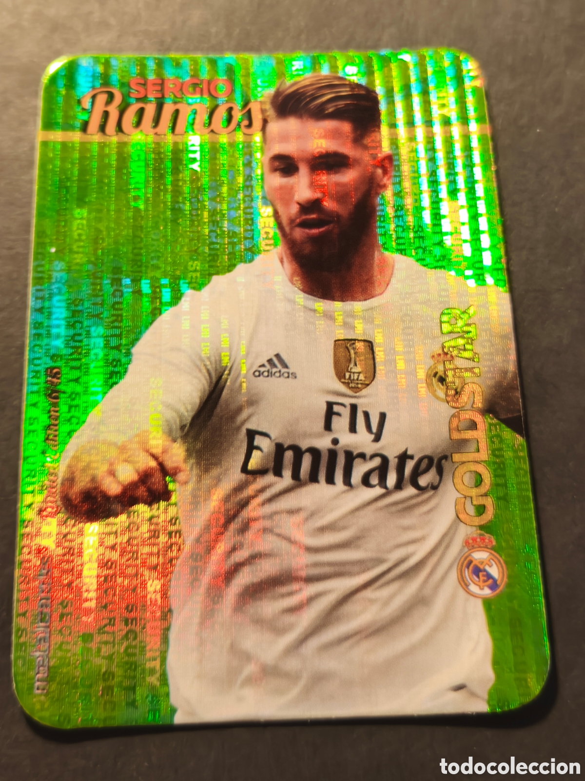 Cromos de F&uacute;tbol: GOLDSTAR SERGIO RAMOS REAL MADRID MUNDICROMO 2016 LIMITED EDITION SECURITY