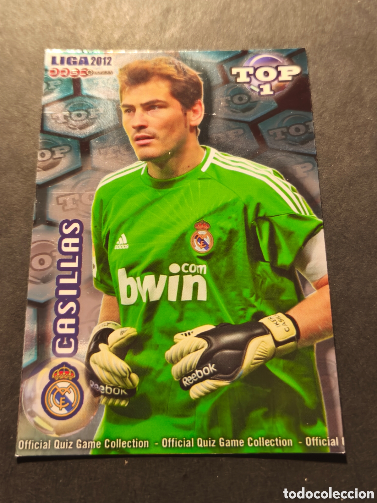 Cromos de F&uacute;tbol: 542 IKER CASILLAS REAL MADRID MUNDICROMO LAS FICHAS DE LA LIGA 2012 Versi&oacute;n Fondo Azul