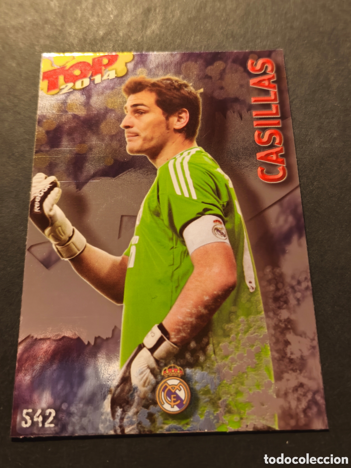 Cromos de F&uacute;tbol: 542 IKER CASILLAS REAL MADRID MUNDICROMO LAS FICHAS DE LA LIGA 2014 Versi&oacute;n Fondo Morado