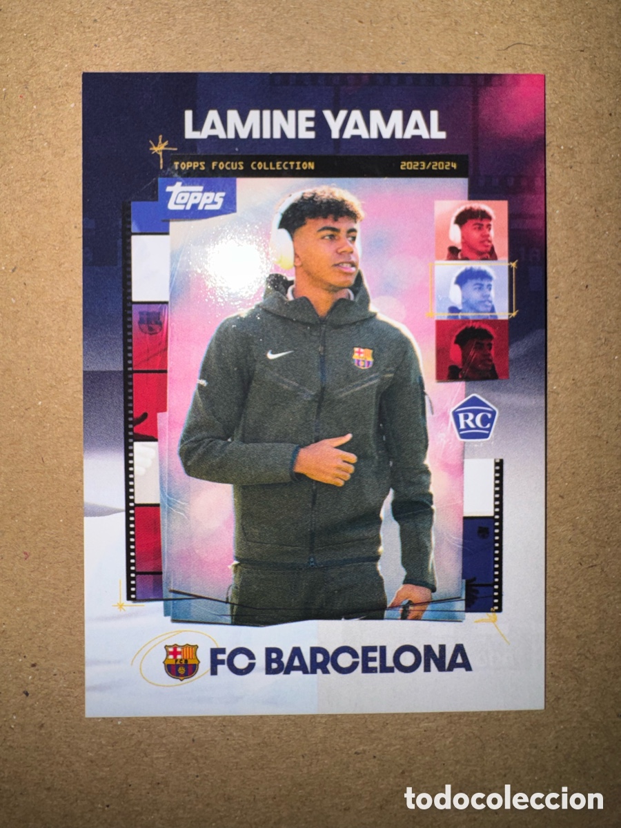 Cromos de F&uacute;tbol: Lamine Yamal 27 Focus Collection 2023 2024 23 24 FC Barcelona Topps Rookie Card RC