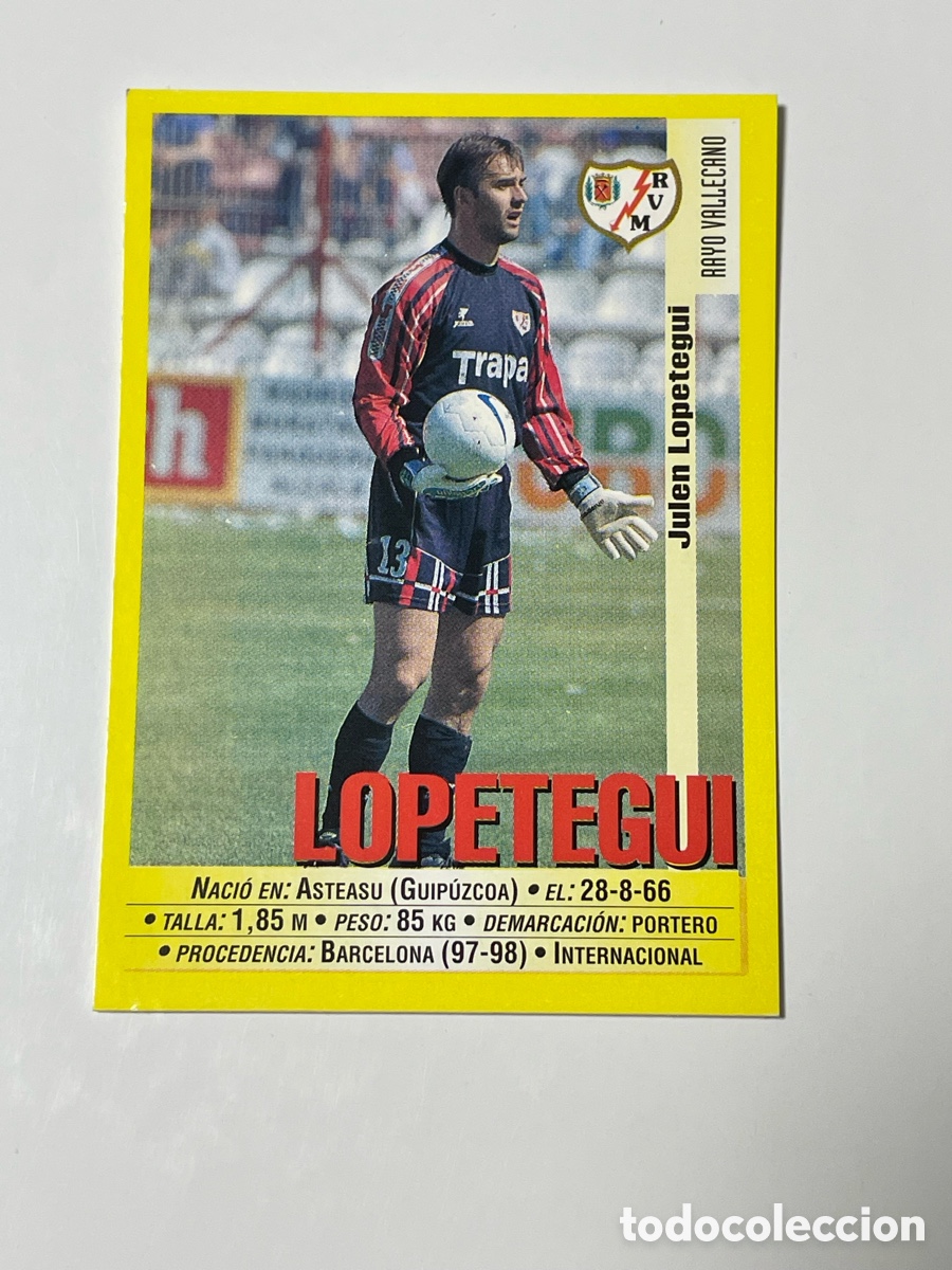 Cromos de F&uacute;tbol: Julen Lopetegui Rayo Vallecano Panini 1999/2000