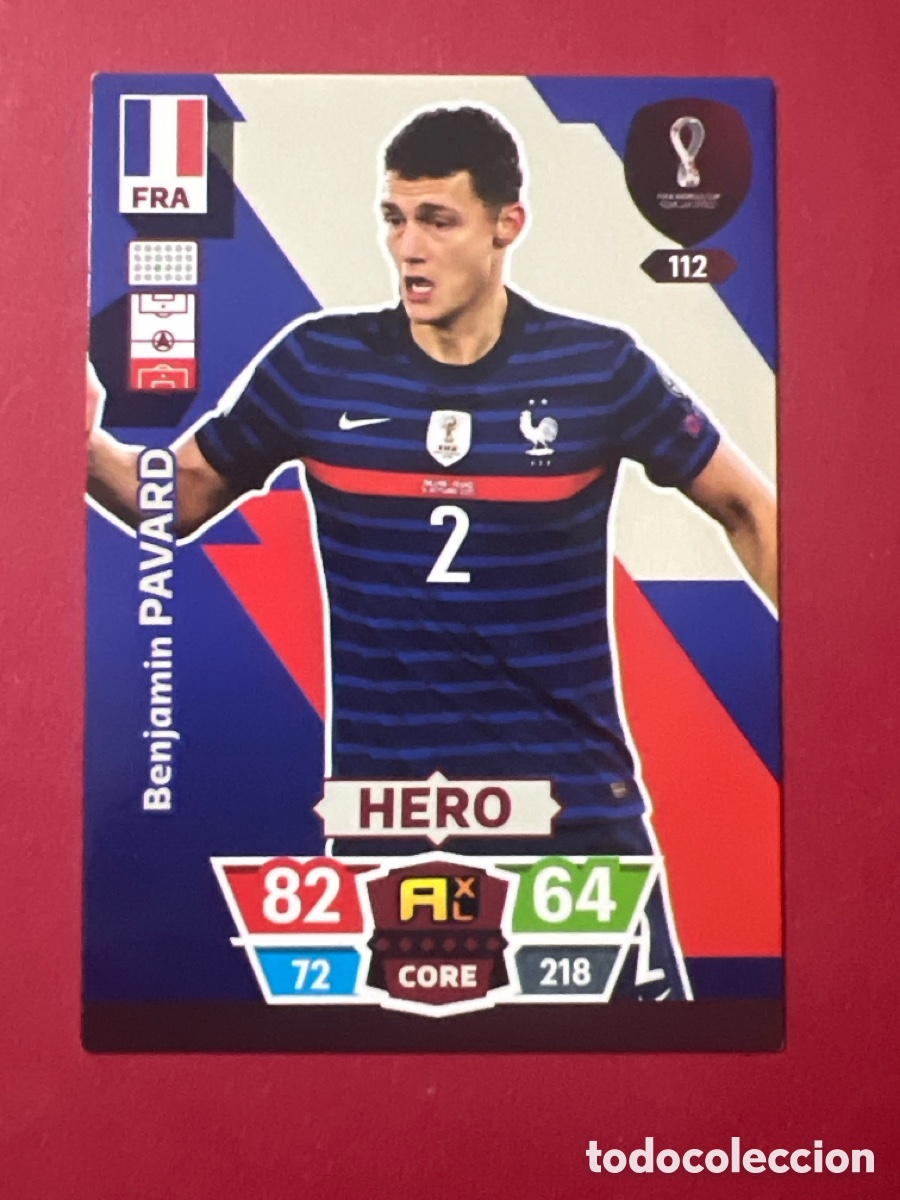 Cromos de F&uacute;tbol: C5296. 112 MUNDIAL 2022 ADRENALYN XL BENJAMIN PAVARD - FRANCE - PANINI QATAR 22 WORLD CUP CATAR