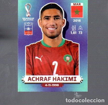 Cromos de F&uacute;tbol: CROMO DE FUTBOL FIFA WORLD 2022 EDITOR PANINI DE MARRUECOS N&ordm; 6 ACHRAF HAKIMI
