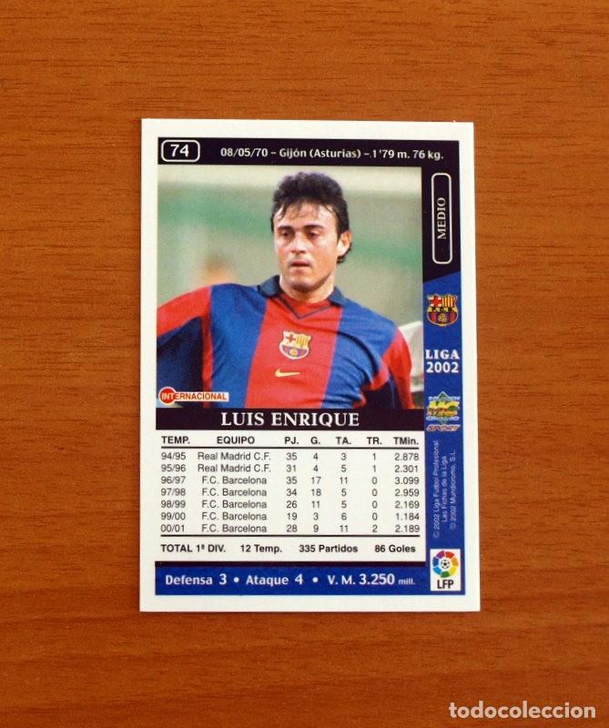 Cromos de F&uacute;tbol: Barcelona - N&ordm; 74 Luis Enrique - Mundicromo Las Fichas de la Liga 2001-2002, 01-02