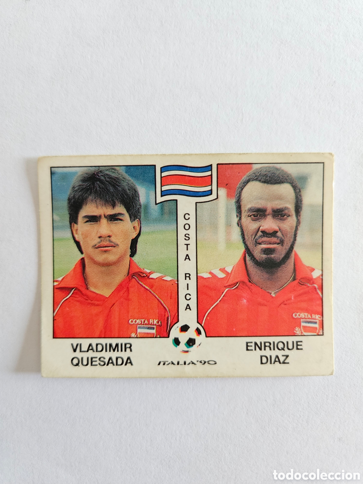 Cromos de F&uacute;tbol: N&deg;184 Quesada - D&iacute;az (Costa Rica) Mundial Italia 90 PANINI. Nunca pegado, sin pegar