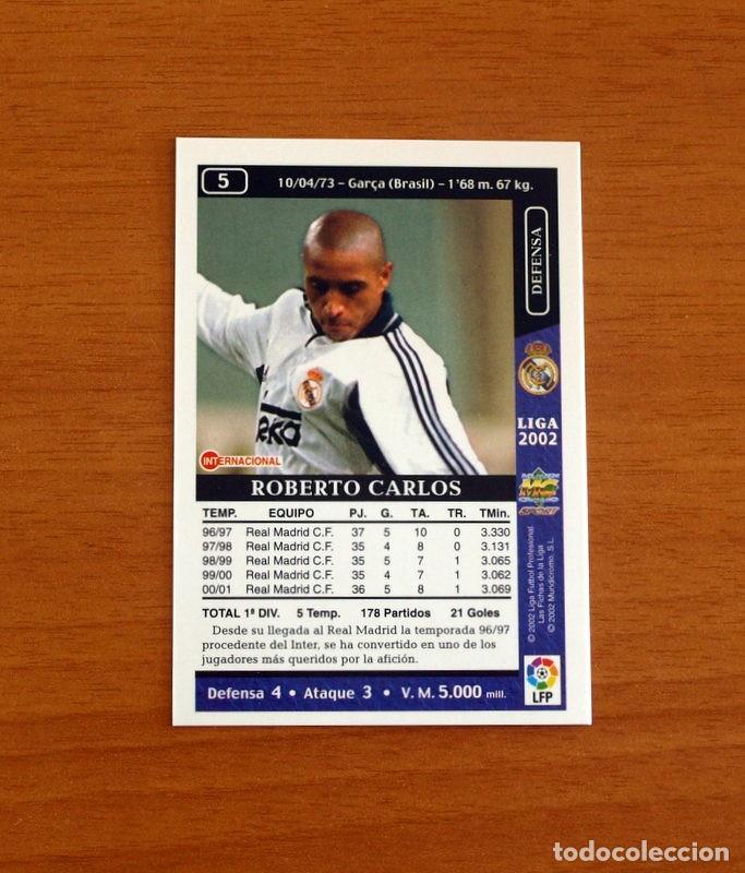 Cromos de F&uacute;tbol: Real Madrid - N&ordm; 5 Roberto Carlos - Mundicromo Las Fichas de la Liga 2001-2002, 01-02