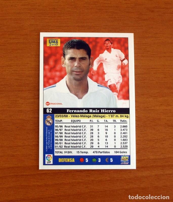 Cromos de F&uacute;tbol: Real Madrid - N&ordm; 62 Fernando Hierro - Mundicromo Las Fichas de la Liga 2002-2003, 02-03