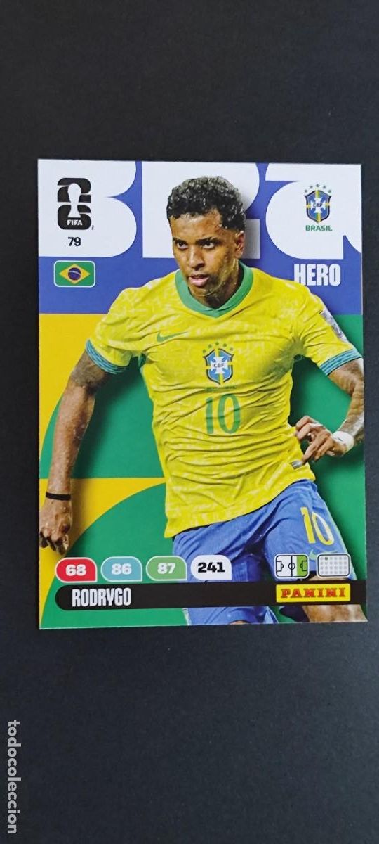 Cromos de F&uacute;tbol: ADRENALYN XL FIFA WORLD CUP 2026 CARD HERO RODRYGO BRASIL # 79 PANINI