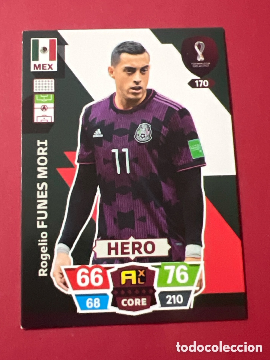 Cromos de F&uacute;tbol: C5707. 170 Rogelio Funes Mori, M&eacute;xico, Hero, Panini Adrenalyn XL Mundial World Cup Catar Qatar 2022