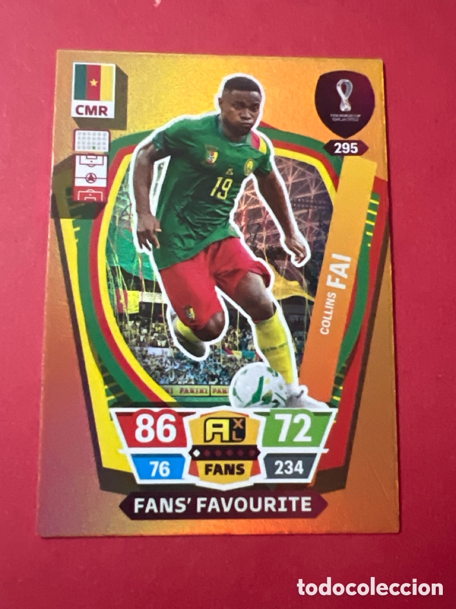 Cromos de F&uacute;tbol: C5711. ADRENALYN FIFA QATAR 2022 CAMERUN 295 COLLINS FAI FANS FAVOURITE