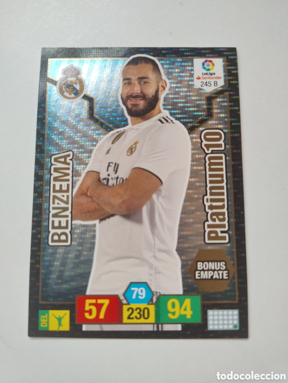 Cartes &agrave; collectionner de Football: 245 B - Benzema - Real Madrid - Adrenalyn XL Liga 2018 - 2019 Platinum 10