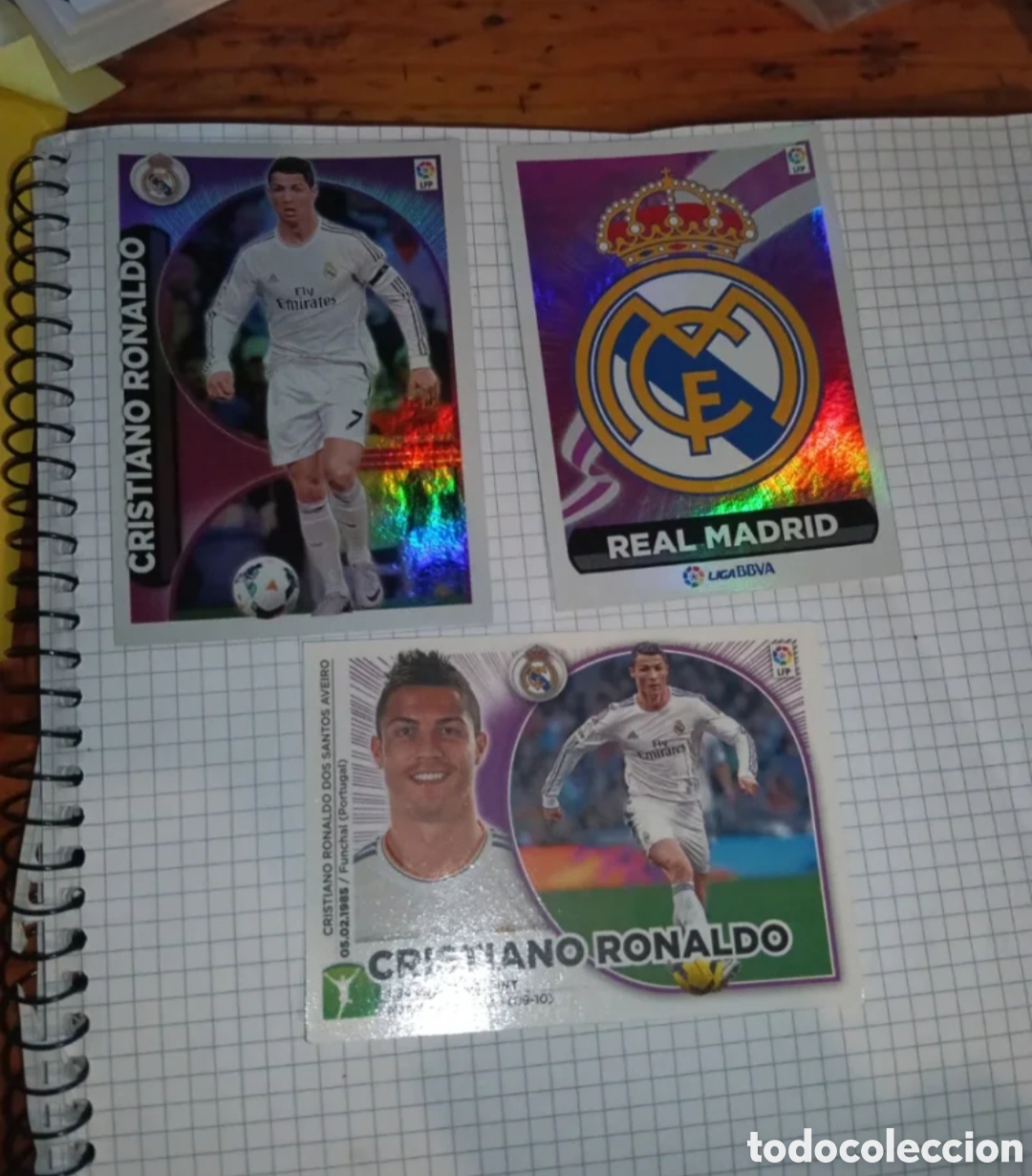 Cromos de F&uacute;tbol: Cromos Cristiano Ronaldo + Escudo LaLiga 2014-15 Este Panini
