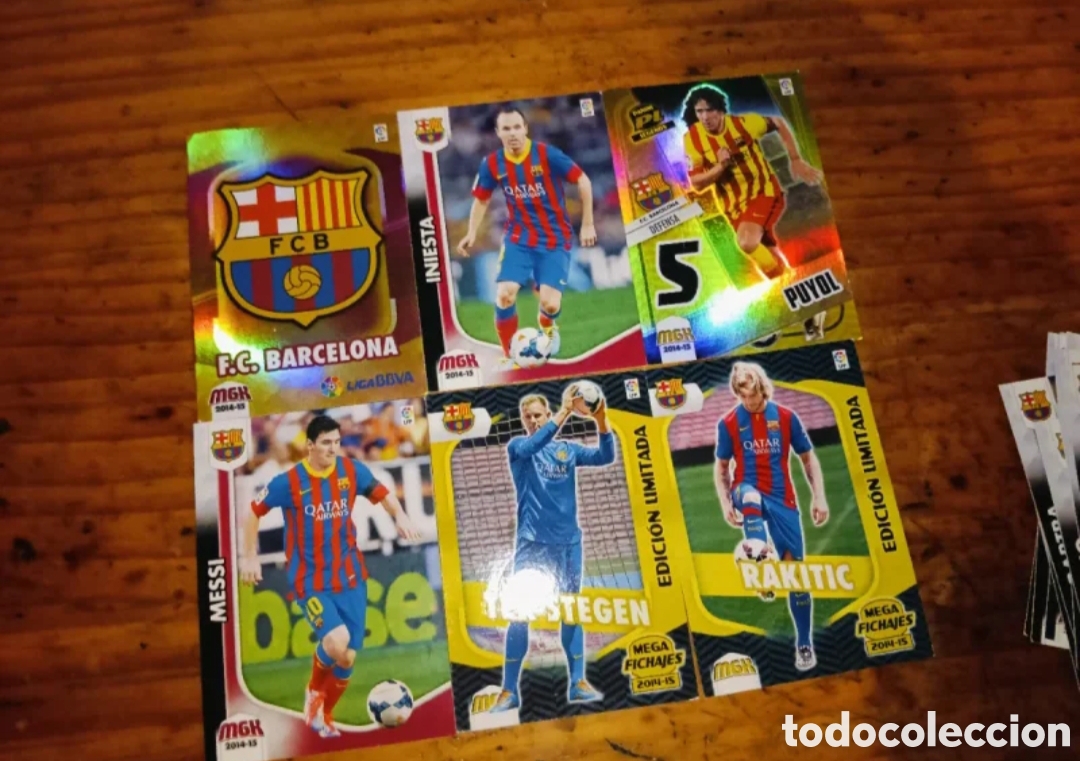 Cromos de F&uacute;tbol: Lote 6 cartas del bar&ccedil;a Megacracks 2014-15