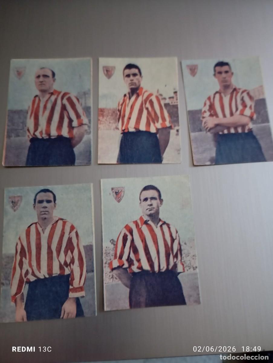 Cromos de F&uacute;tbol: 5 CROMOS EDICIONES DEPORTIVAS 1948-1949 AT.BILBAO NUNCA PEGADOS
