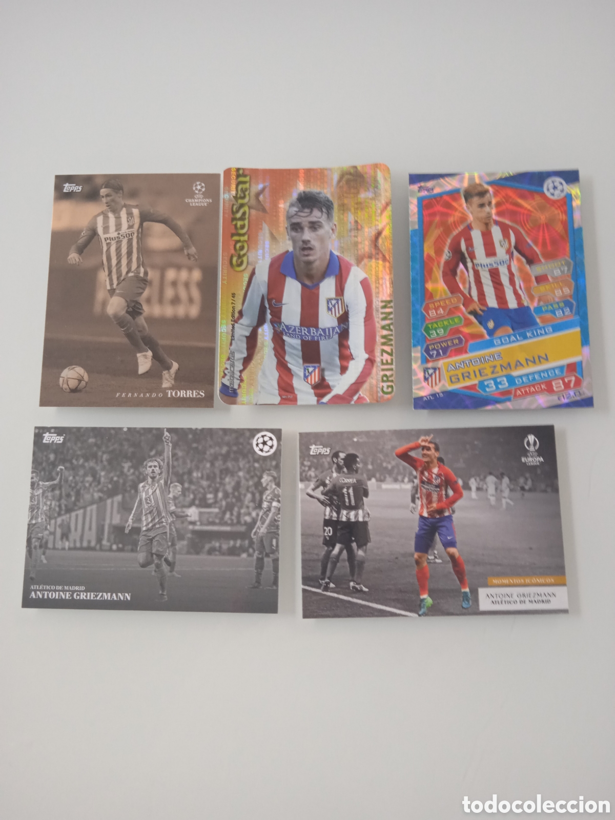 Cromos de F&uacute;tbol: Lote 5 cards atl&eacute;tico de Madrid Griezmann Fernando Torres
