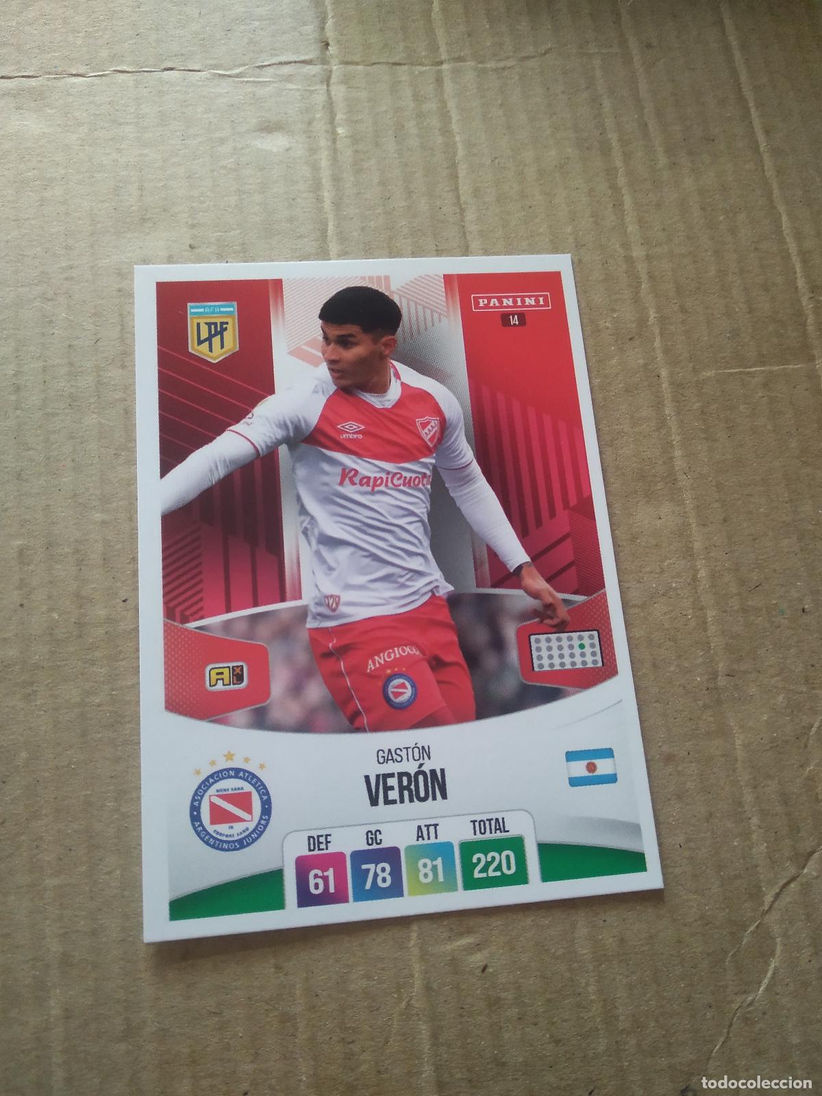 Cromos de F&uacute;tbol: 14 GASTON VERON ARGENTINOS JUNIORS CROMO FUTBOL ARGENTINO PANINI LIGA ARGENTINA 2024 ADRENALYN