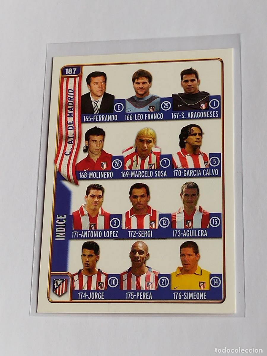 Cromos de F&uacute;tbol: INDICE CHECKLIST ATL&Eacute;TICO MADRID #187 - MUNDICROMO LAS FICHAS DE LA LIGA 2004 2005 - MC SPORT 04 05