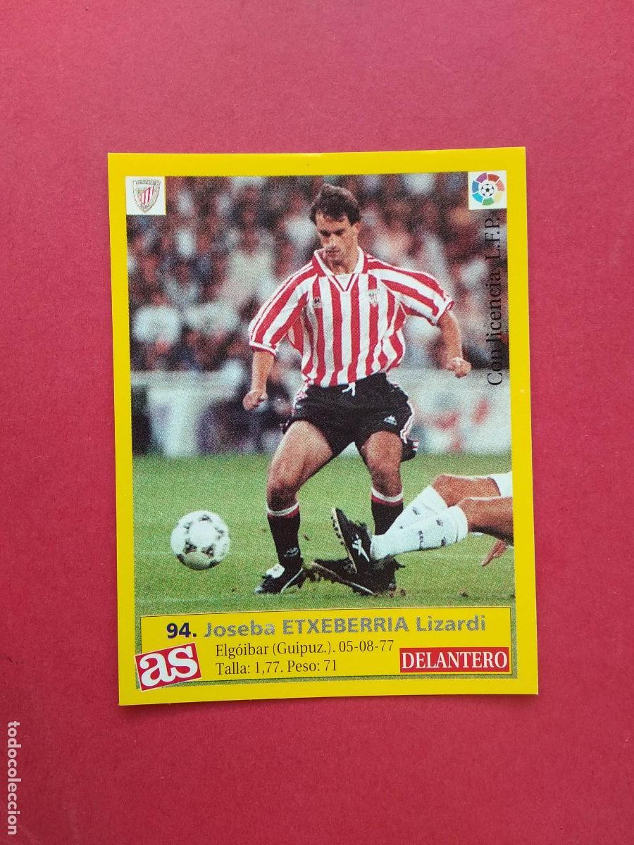 Cromos de F&uacute;tbol: DIARIO AS LIGA 95 96 1995 1996 CROMO NUNCA PEGADO ATHLETIC DE BILBAO N&ordm; 94 ETXEBERRIA