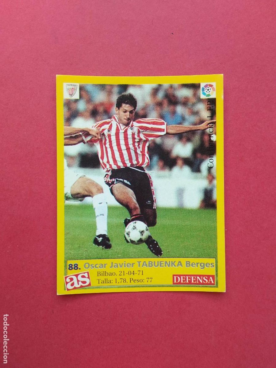 Cromos de F&uacute;tbol: DIARIO AS LIGA 95 96 1995 1996 CROMO NUNCA PEGADO ATHLETIC DE BILBAO N&ordm; 88 TABUENKA