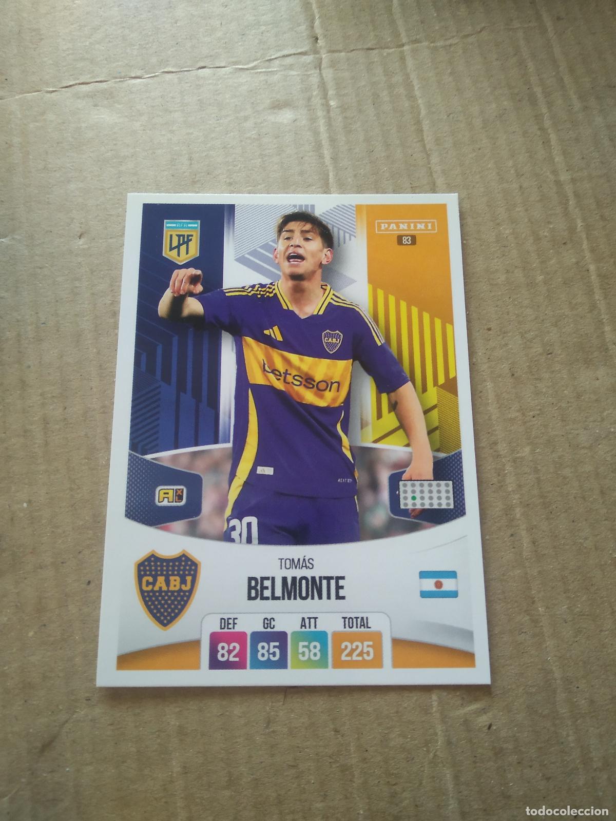 Cromos de F&uacute;tbol: 83 TOMAS BELMONTE BOCA JUNIORS CROMO FUTBOL ARGENTINO PANINI LIGA ARGENTINA 2024 ADRENALYN