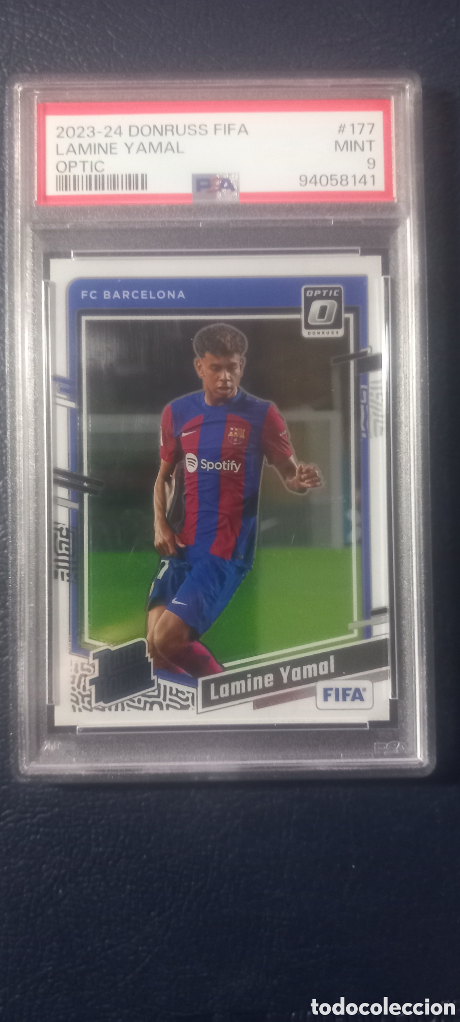 Cartes &agrave; collectionner de Football: Lamine Yamal DONRUSS 2023 2024 ROOKIE OPTIC gradeada PSA 9