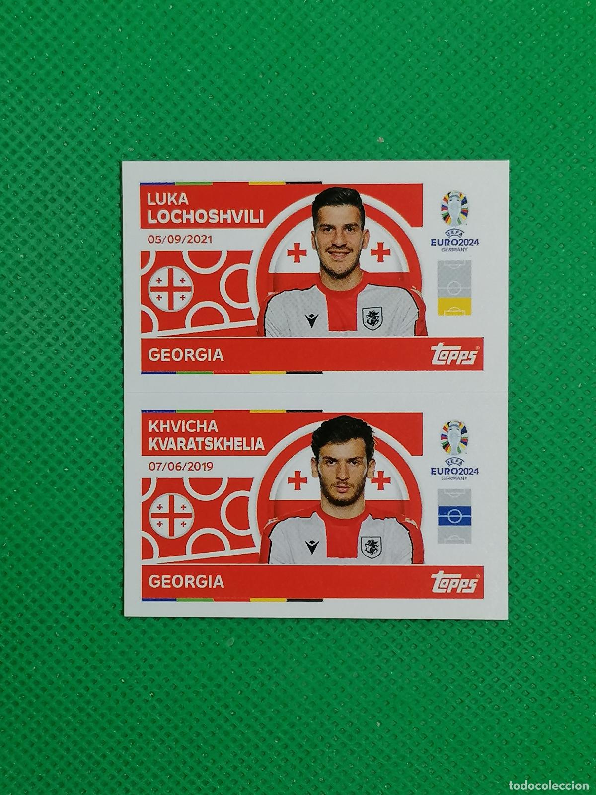 Cromos de F&uacute;tbol: GEO 8 9 GEO8 GEO9 LOCHOSVILI KVARATSKHELIA GEORGIA ⚽ TOPPS EURO 2024 24 GERMANY STICKERS ⚽