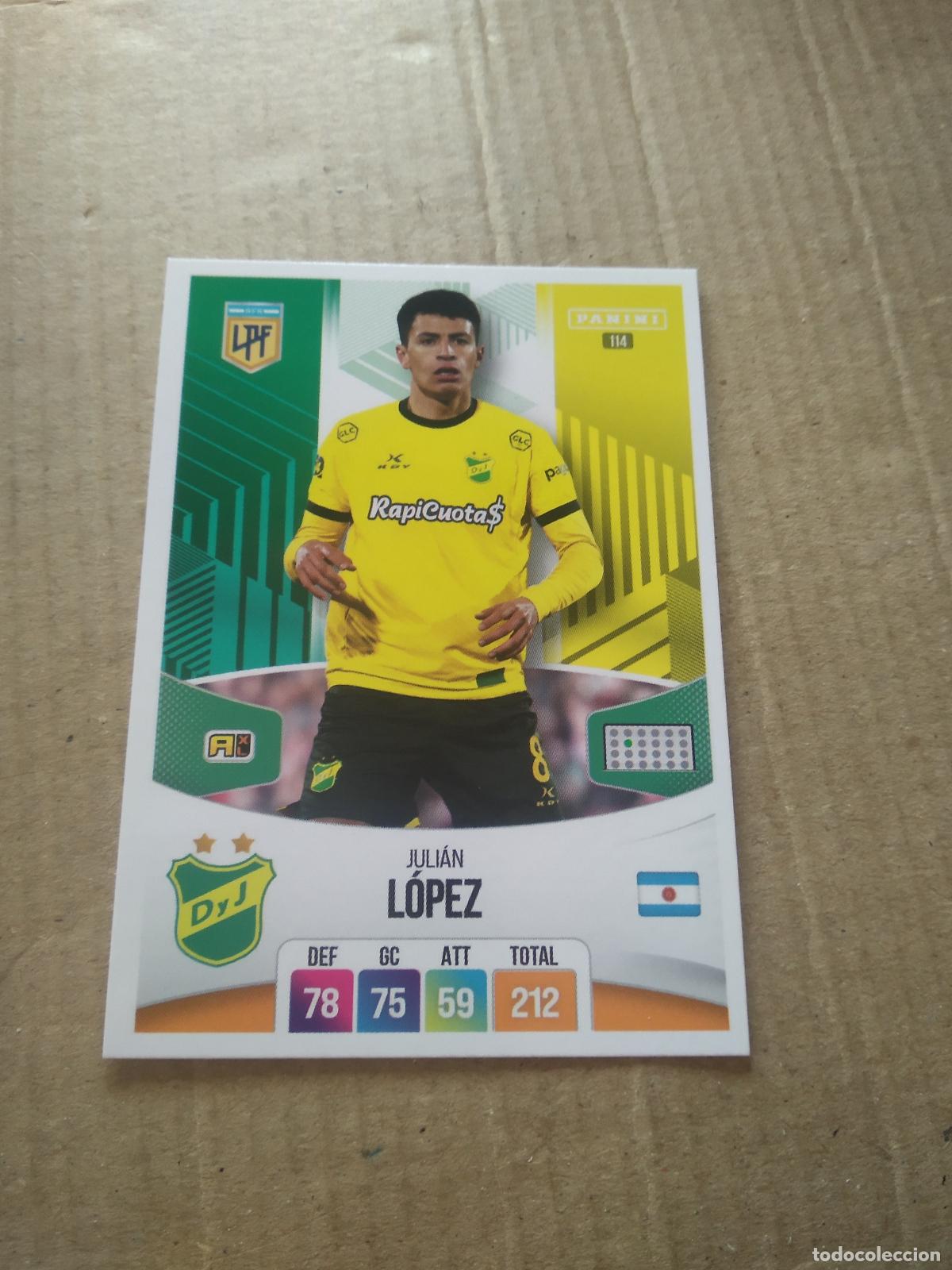 Cromos de F&uacute;tbol: 114 JULIAN LOPEZ DEFENSA Y JUSTICIA CROMO FUTBOL ARGENTINO PANINI LIGA ARGENTINA 2024 ADRENALYN