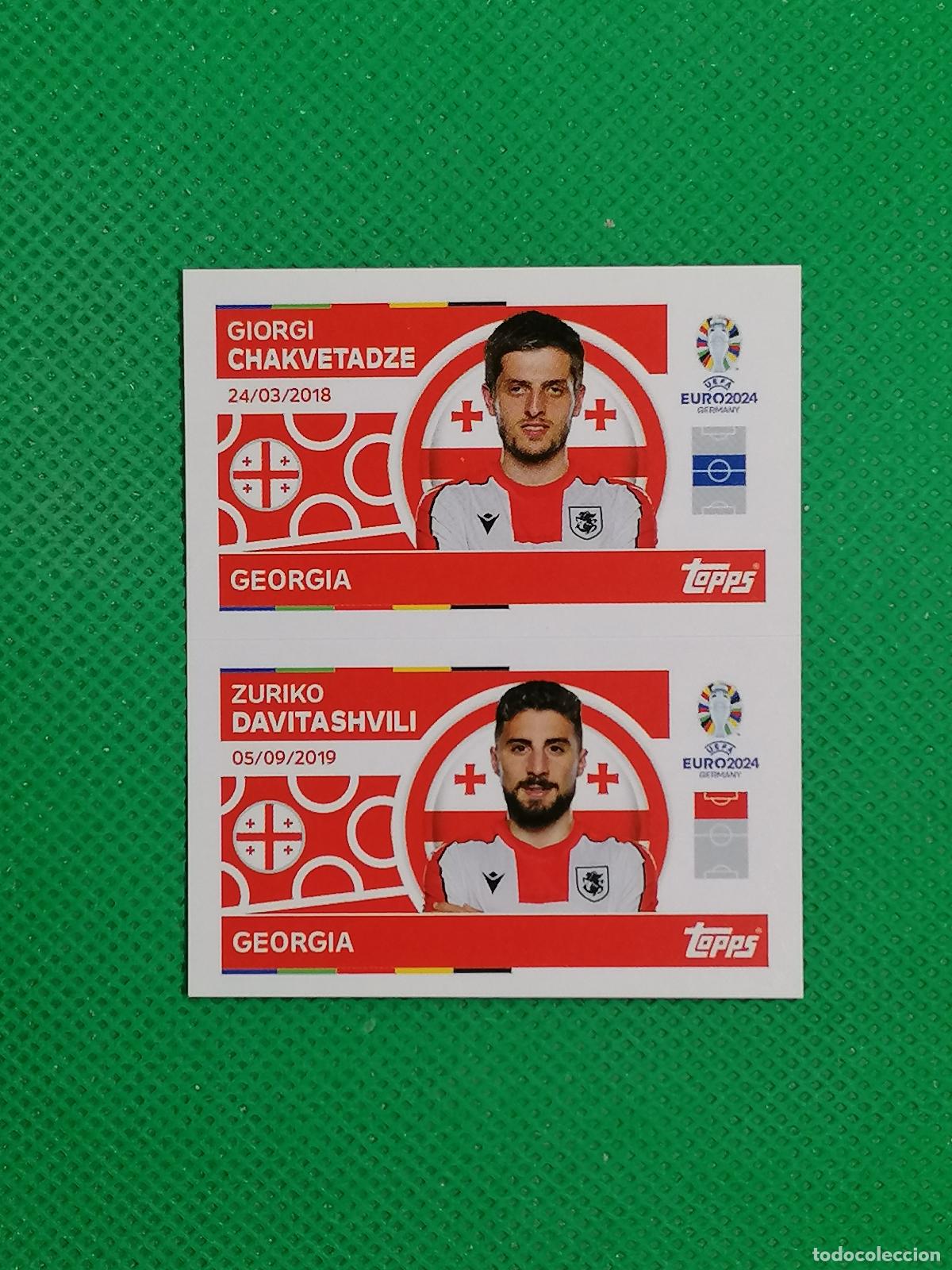 Cromos de F&uacute;tbol: GEO 12 13 GEO12 GEO13 CHAKVETADZE DAVITASHVILI GEORGIA ⚽ TOPPS EURO 2024 24 GERMANY STICKERS ⚽