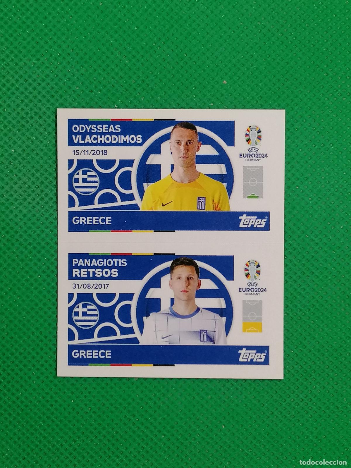 Cromos de F&uacute;tbol: GRE 2 3 GRE2 GRE3 VLACHODIMOS RETSOS GRECIA ⚽ TOPPS EURO 2024 24 GERMANY STICKERS ⚽