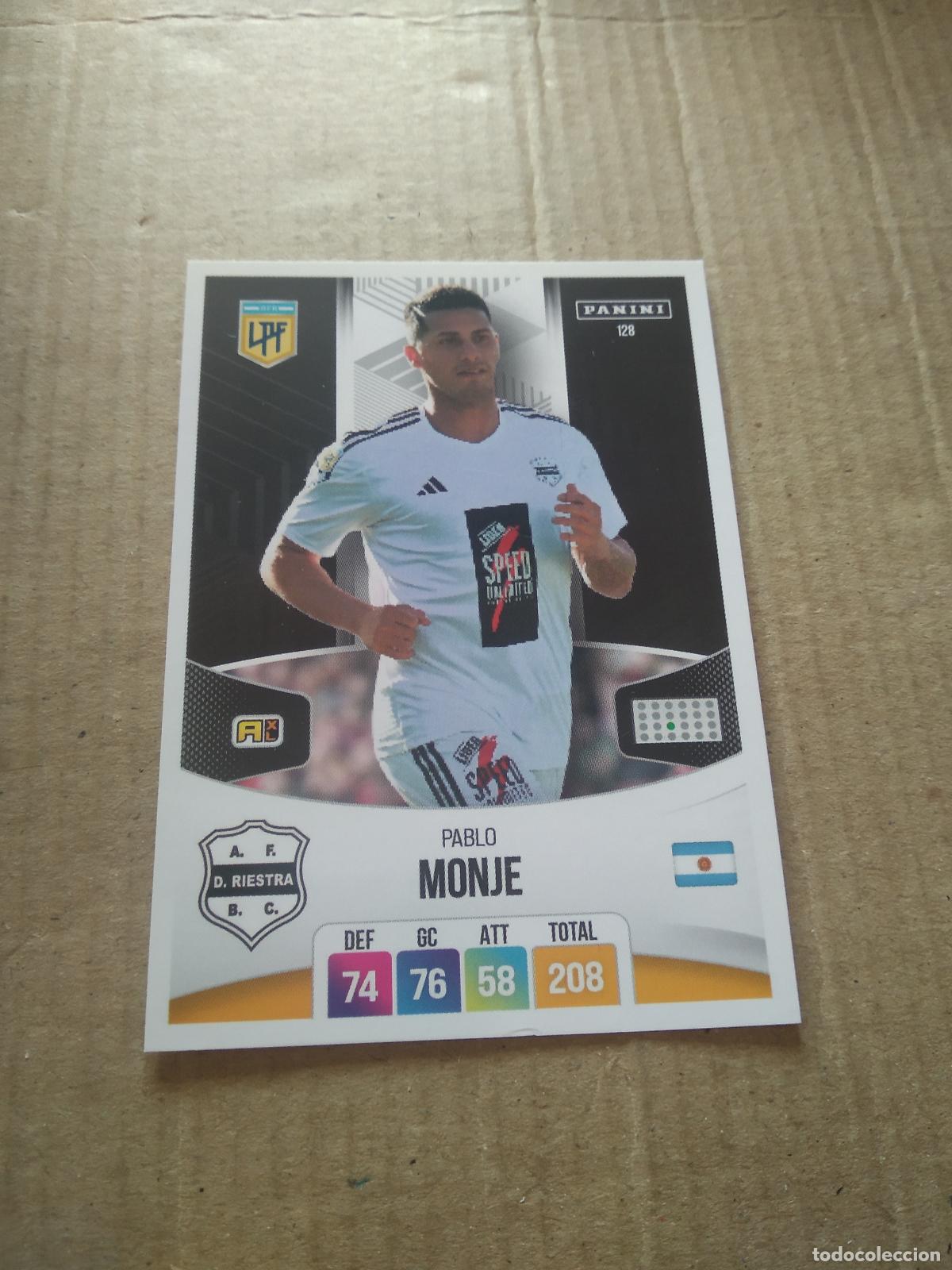 Cromos de F&uacute;tbol: 128 PABLO MONJE DEPORTIVO RIESTRA CROMO FUTBOL ARGENTINO PANINI LIGA ARGENTINA 2024 ADRENALYN