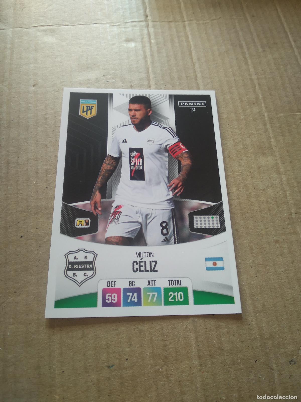 Cromos de F&uacute;tbol: 134 MILTON CELIZ DEPORTIVO RIESTRA CROMO FUTBOL ARGENTINO PANINI LIGA ARGENTINA 2024 ADRENALYN