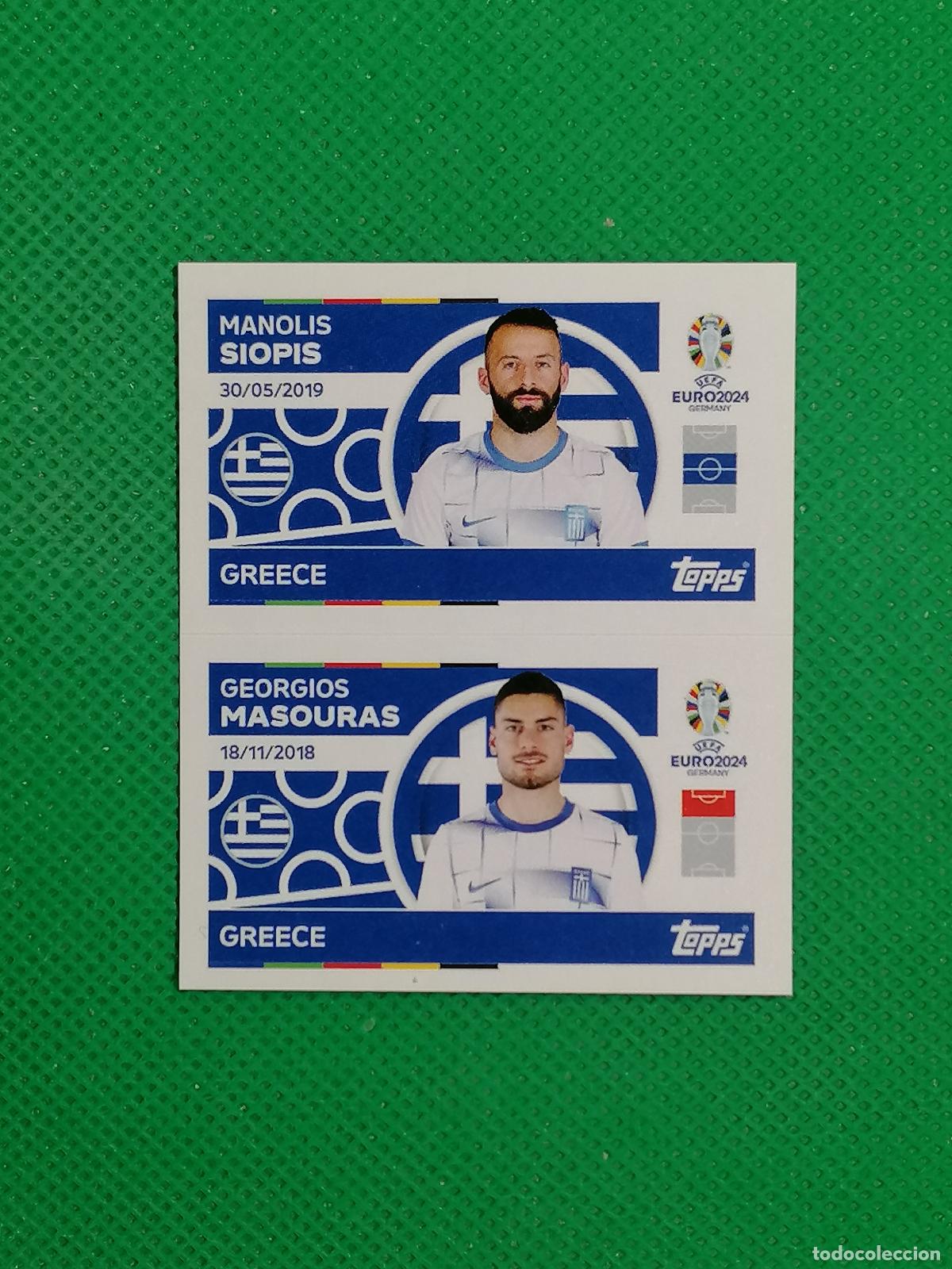 Cromos de F&uacute;tbol: GRE 14 15 GRE14 GRE15 SIOPIS MASOURAS GRECIA ⚽ TOPPS EURO 2024 24 GERMANY STICKERS ⚽