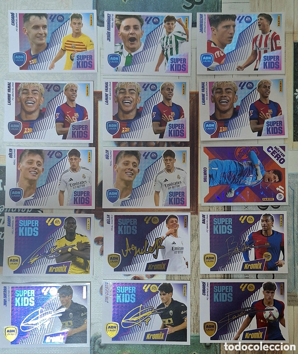 Cromos de F&uacute;tbol: Lote 15 cromos ADN KIDS + KROMIX + COURTOIS mister cero - liga este 2025 2026