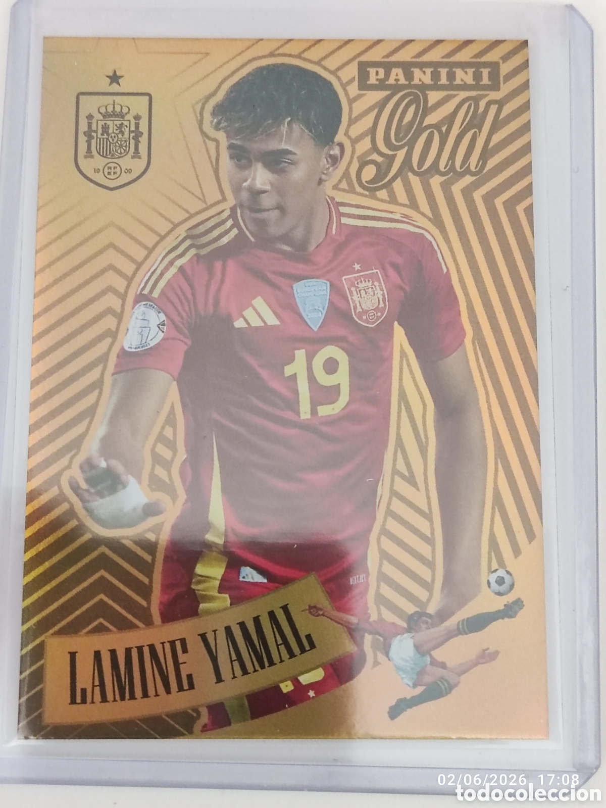 Cromos de F&uacute;tbol: Lamine Yamal Gold Panini Tributo Espa&ntilde;a Vamos campeones