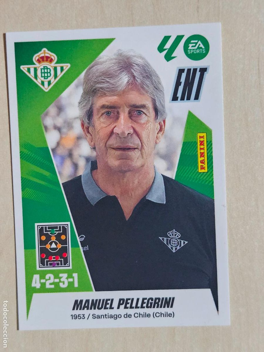 Cromos de F&uacute;tbol: CROMO N&ordm; 2 MANUEL PELLEGRINI - REAL BETIS - EDICIONES ESTE 2025-26 - 25/26 (NUEVO)
