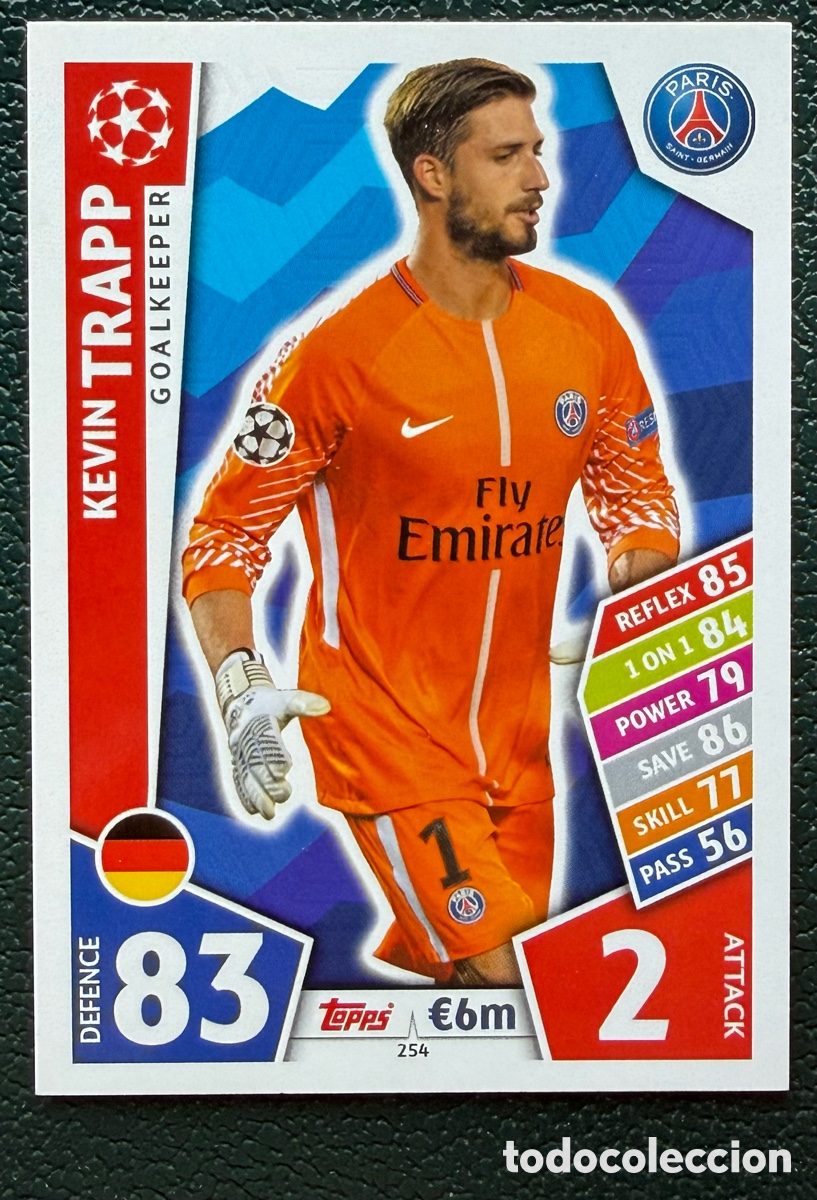 Cartes &agrave; collectionner de Football: 254 KEVIN TRAPP PARIS SAINT GERMAIN PSG FICHAS ALBUM MATCH ATTAX CHAMPIONS TOPPS 2017 2018 17 18