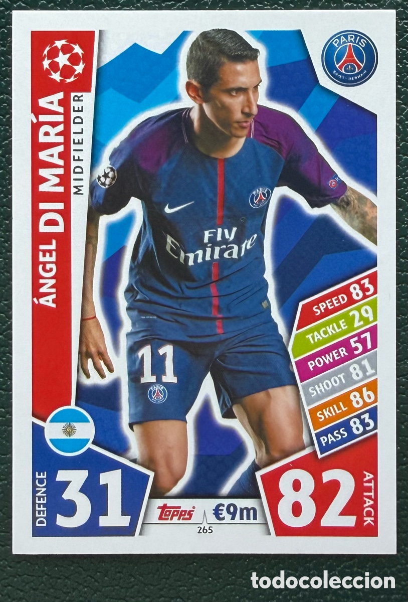 Cromos de Futebol: 265 ANGEL DI MARIA PARIS SAINT GERMAIN PSG FICHAS ALBUM MATCH ATTAX CHAMPIONS TOPPS 2017 2018 17 18